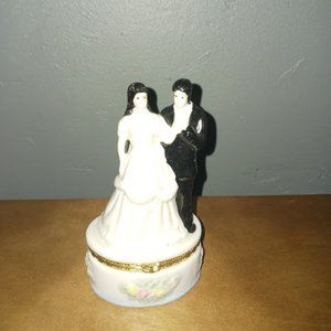 Bride & Groom Porcelain hinged trinket box